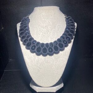 Black Teardrop Necklace with Layered Design